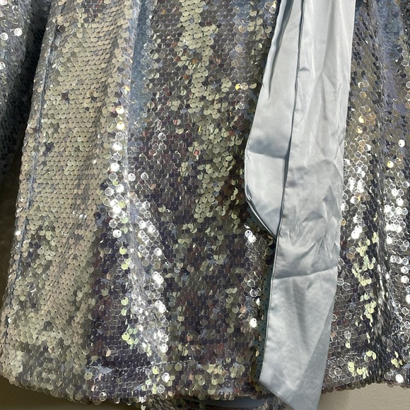 Mable Viva Las Vegas Sequin Wrap Mini Dress Light Blue Size Medium NWT - Picture 4 of 15